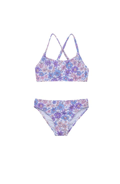 Vintage Flower Criss Cross Strap Swim Set