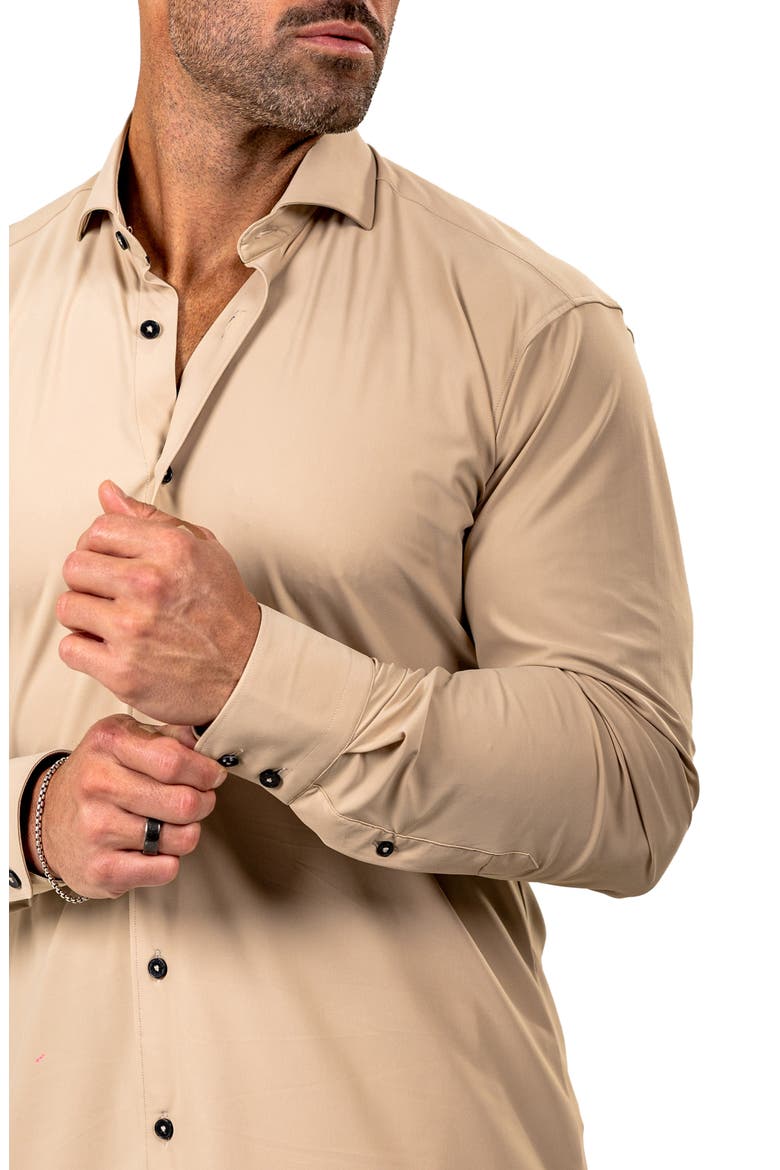 Eins Shaped Fit Marthy3009 Brown Knit Button-Up Shirt, Alternate, color, BROWN