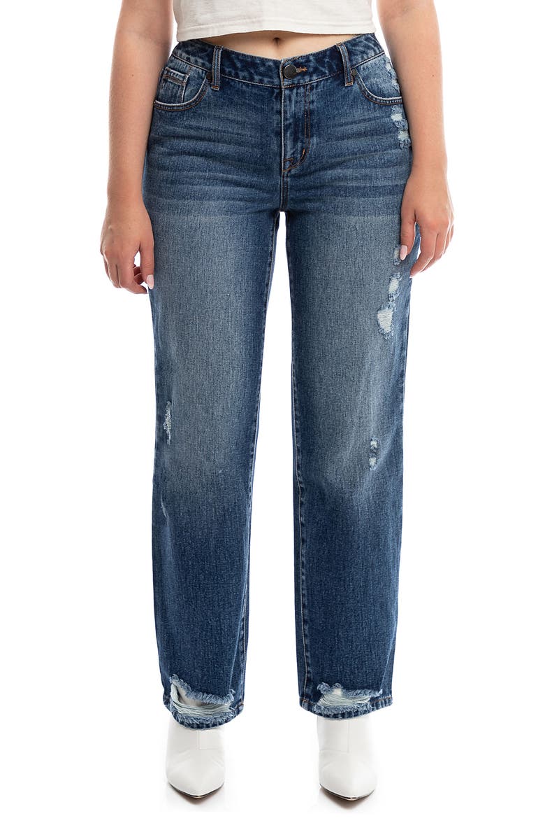 1822 Denim Ripped High Waist Straight Leg Jeans, Main, color, 