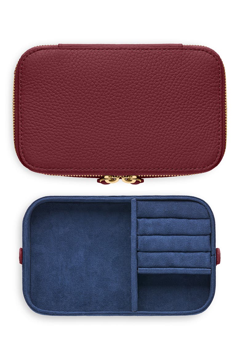 Leather Jewellery Case, Alternate, color, Plum Red