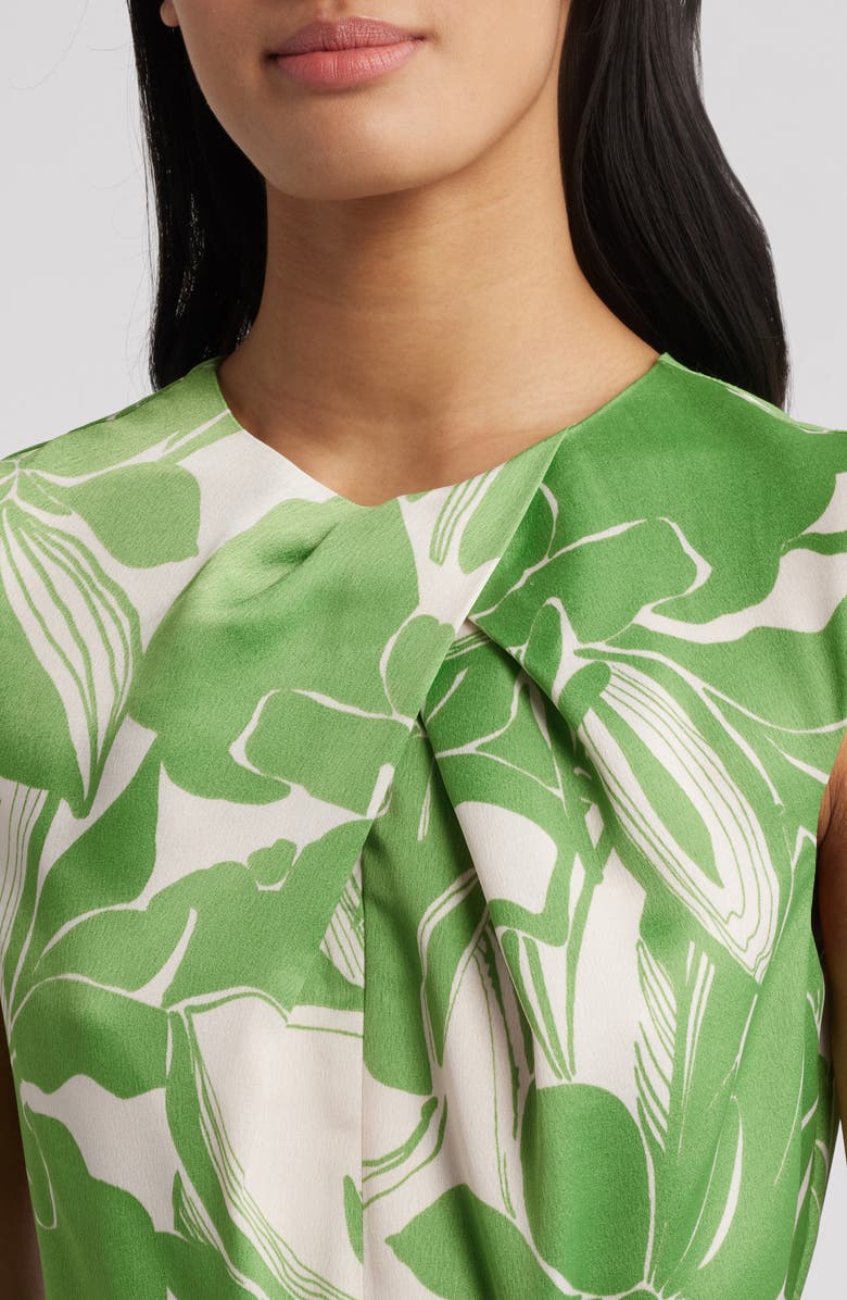 Tahari ASL Floral Cross Neck Sleeveless Midi Dress, Alternate, color, Fern Sand