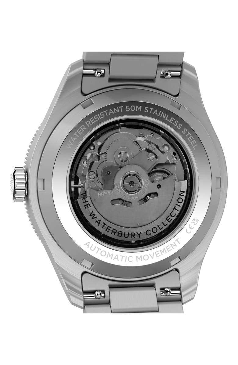 Timex<sup>®</sup> The Waterbury Heritage GMT Automatic Bracelet Watch, 41.5mm, Alternate, color, Silver-Tone