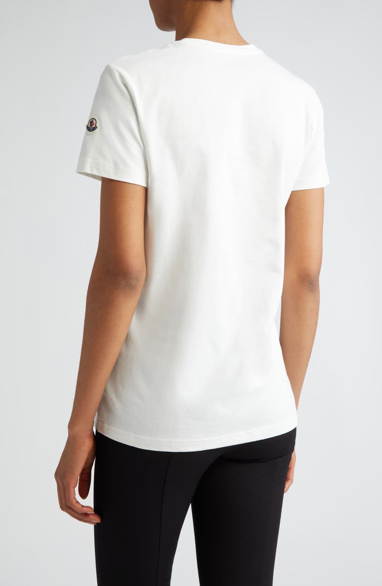 Moncler Logo Patch Cotton Jersey T-Shirt, Alternate, color, Natural