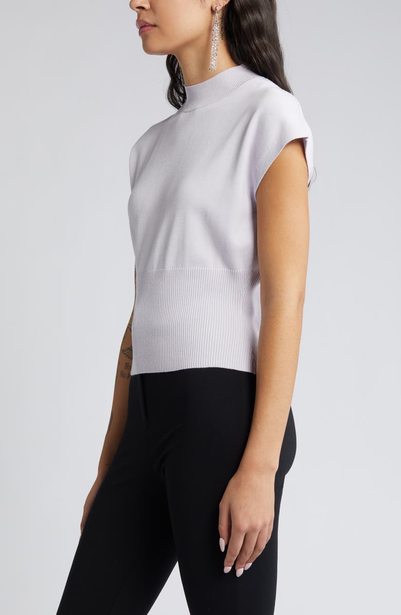 Open Edit Mock Neck Rib Sweater, Alternate, color, Purple Puff