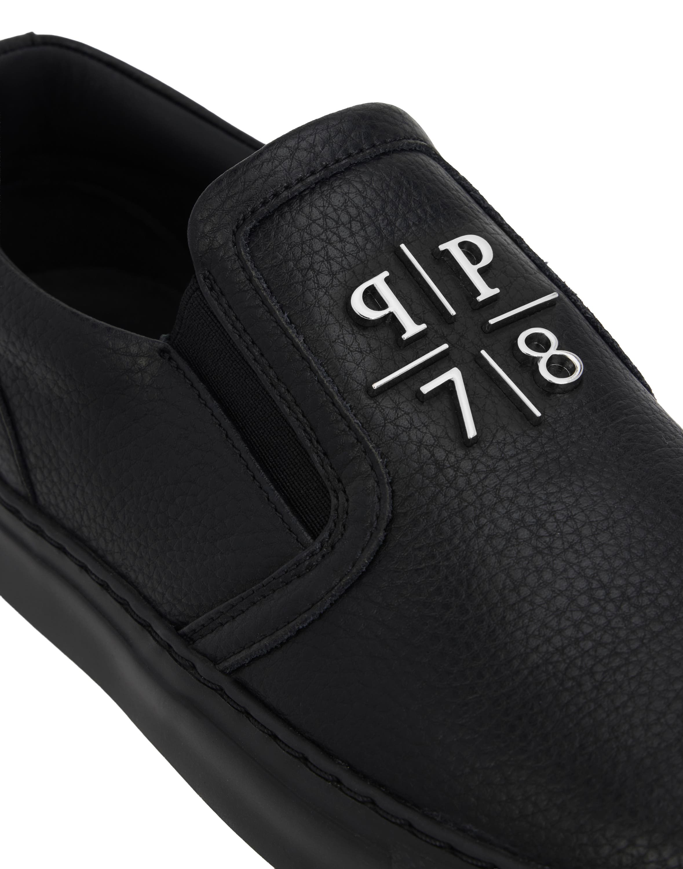 Deer Print Leather Slip On Unisex, Alternate, color, black/black
