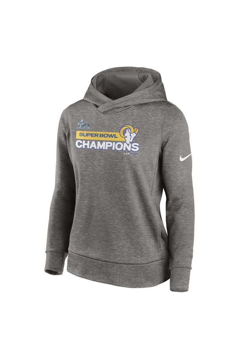 Women's Nike Heathered Charcoal Los Angeles Rams Super Bowl LVI Champions Pullover Hoodie, Alternate, color, Heather Charcoal
