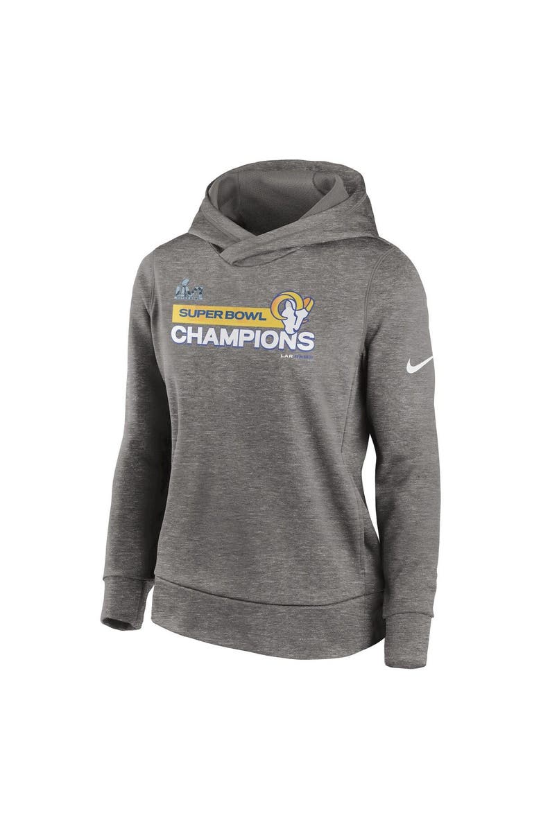 Nike Women's Nike Heathered Charcoal Los Angeles Rams Super Bowl LVI Champions Pullover Hoodie, Alternate, color, 