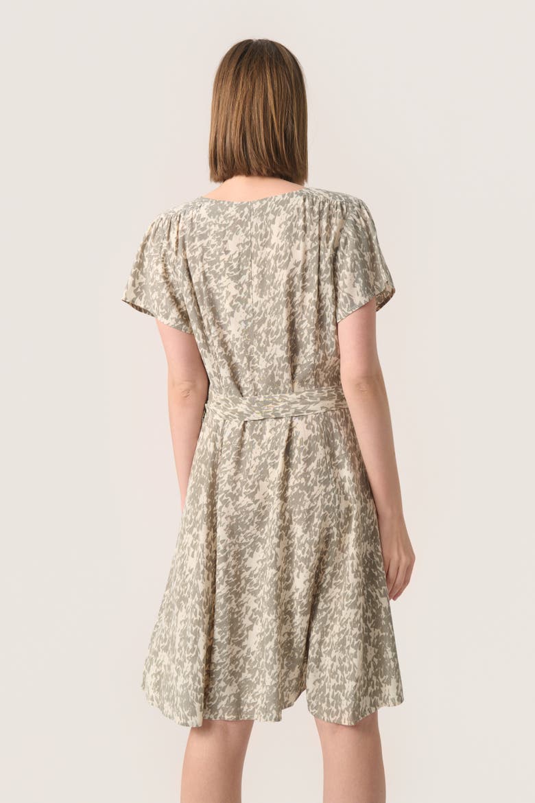 SLSylvia V-neck Short Sleeve Belt Dress, Alternate, color, Shadow Drop Print