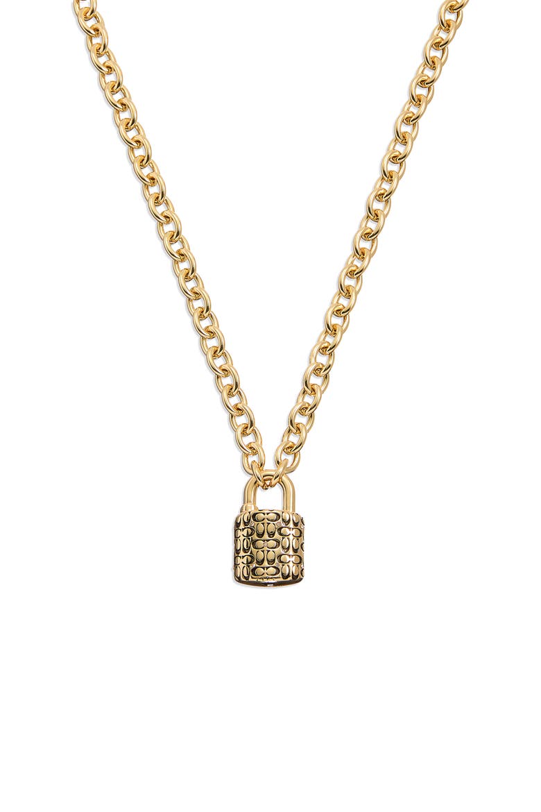 Padlock Pendant Necklace, Alternate, color, GOLD