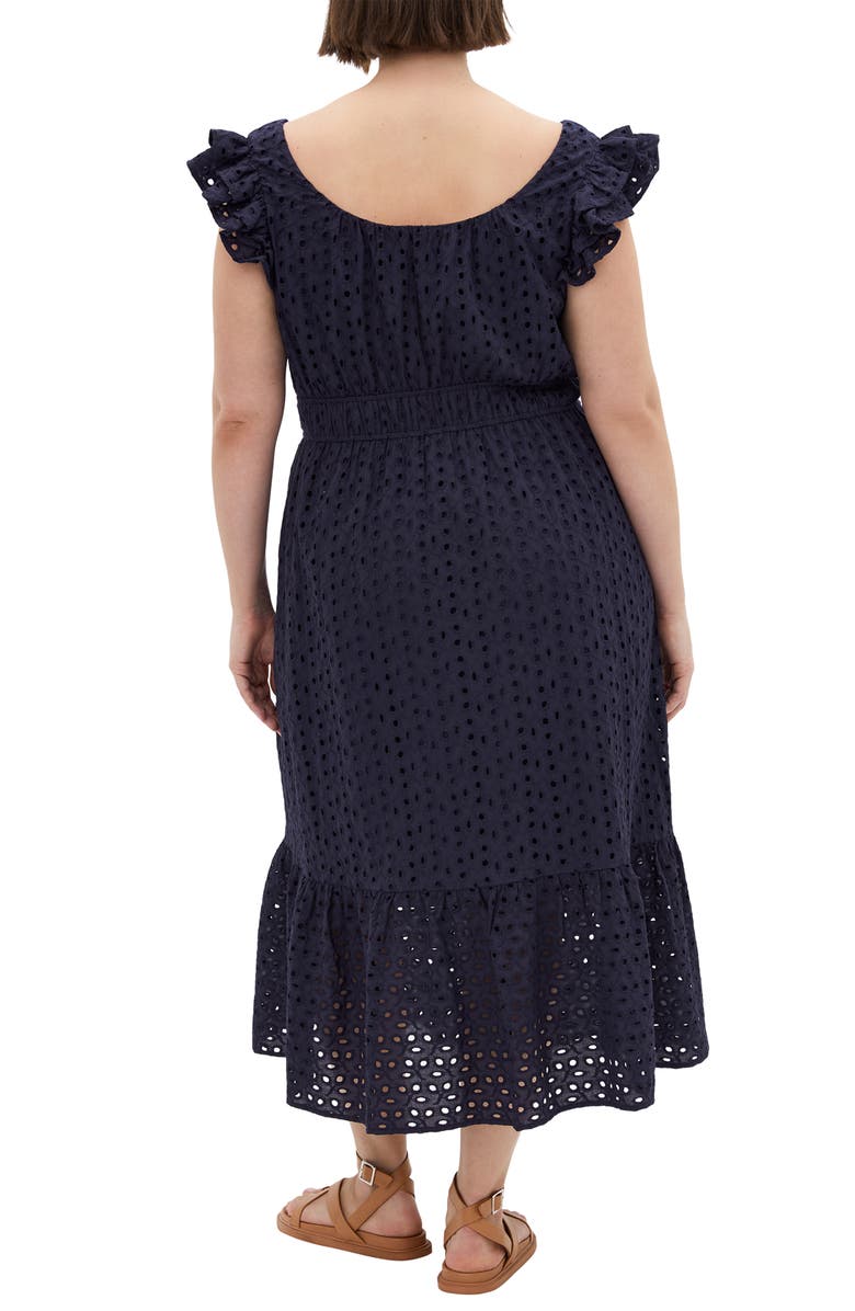 City Chic Sweet Broderie Anglaise Maxi Dress, Alternate, color, Navy
