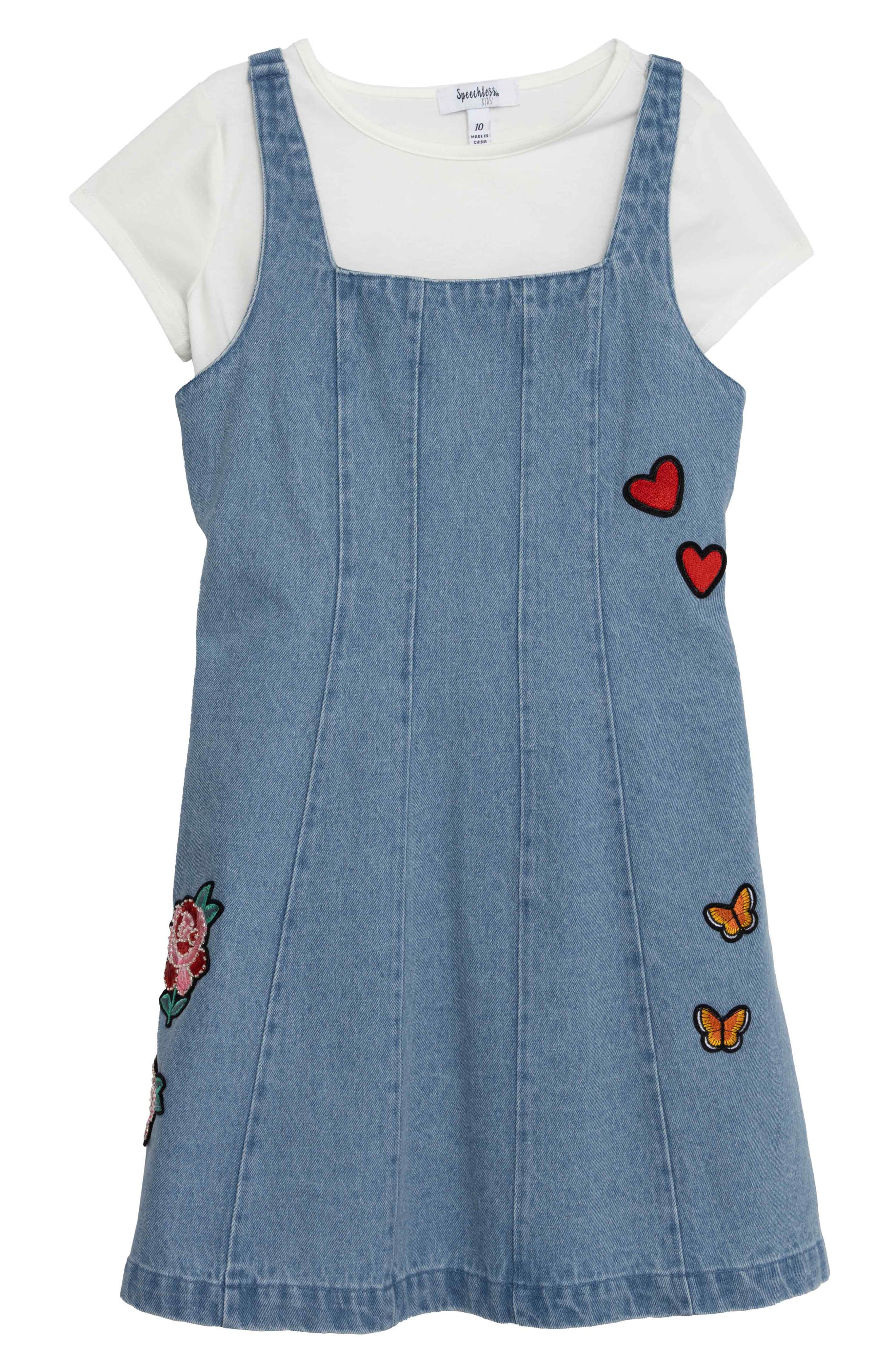 Speechless Kids' T-Shirt & Denim Dress Set