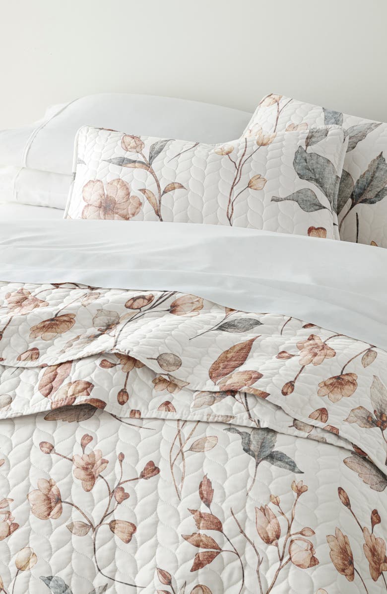 HOMESPUN Pattern Reversible Quilt & Sham Set, Alternate, color, Natural