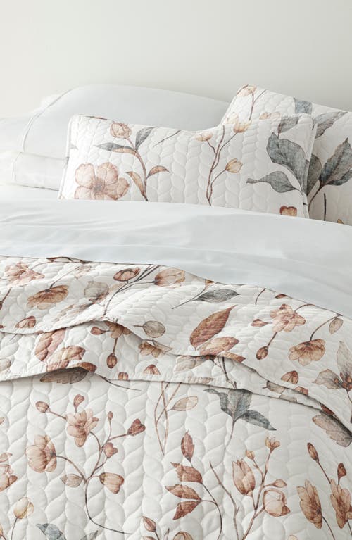 Homespun Pattern Reversible Quilt & Sham Set In Beige