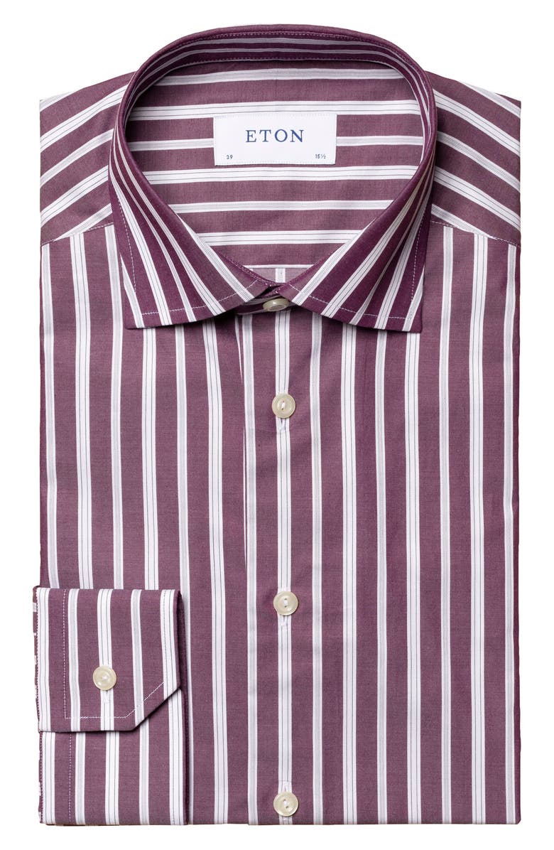 Eton Contemporary Fit Stripe Cotton Dress Shirt, Alternate, color, 