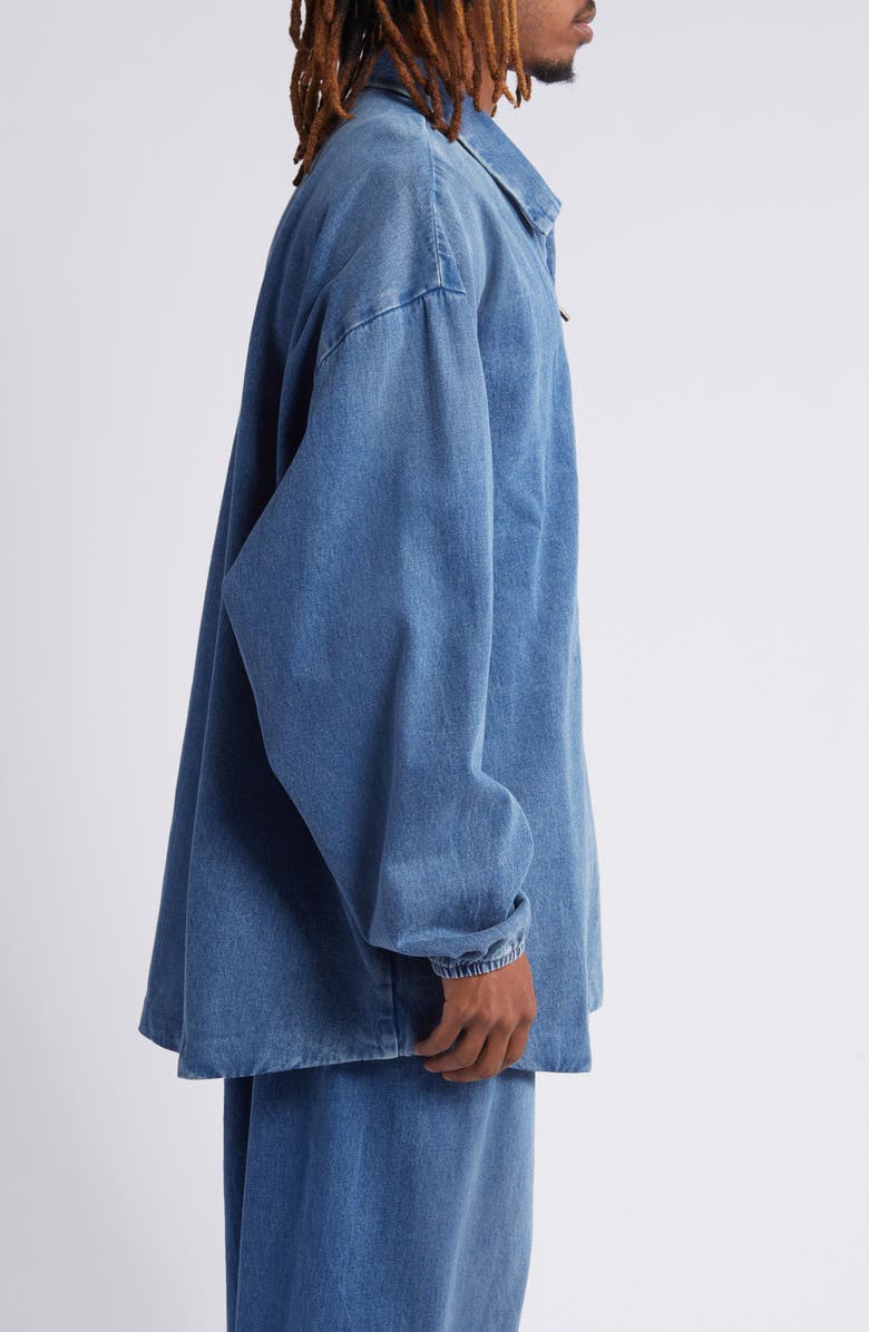Fear of God Essentials Oversize Denim Zip Jacket, Alternate, color, 