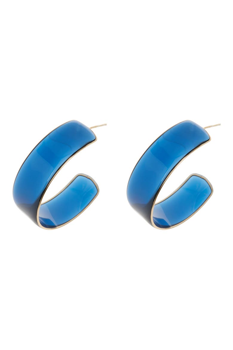50mm Wide Plastic Hoop Earrings, Main, color, NAVY- GOLD