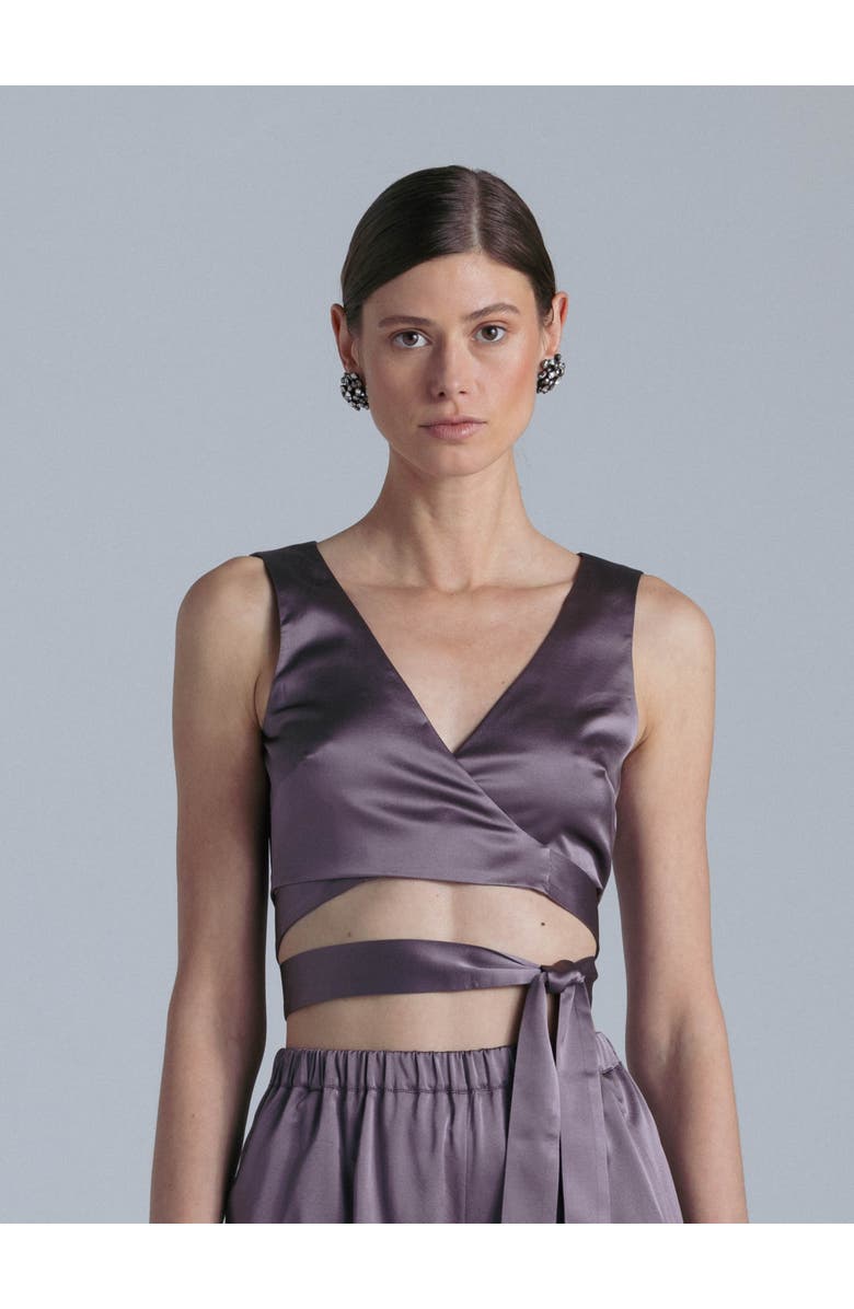 Alas Silk V-Neck Top, Main, color, Noble Purple