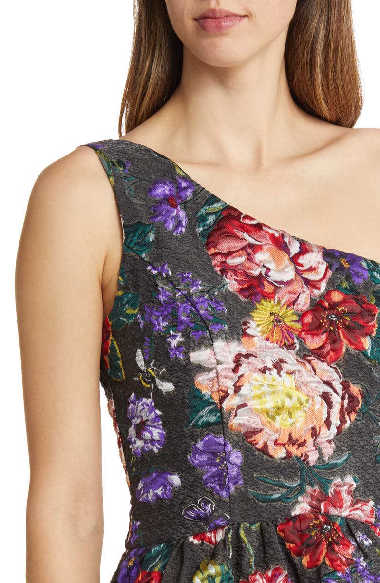 Marchesa Notte Floral Dégradé Tiered High-Low Cocktail Dress, Alternate, color, 