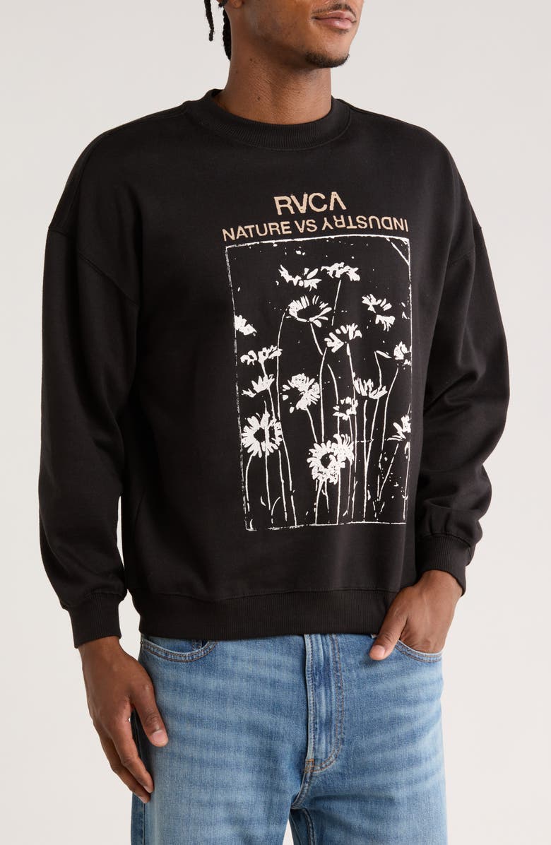 RVCA No Shame Crew Sweatshirt, Main, color, Black
