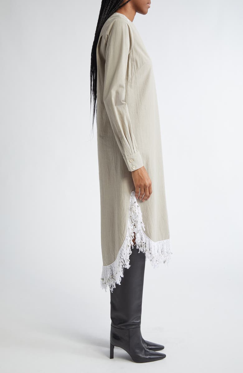 Diotima Una Beaded Fringe Long Sleeve Organic Cotton Midi Dress, Alternate, color, 
