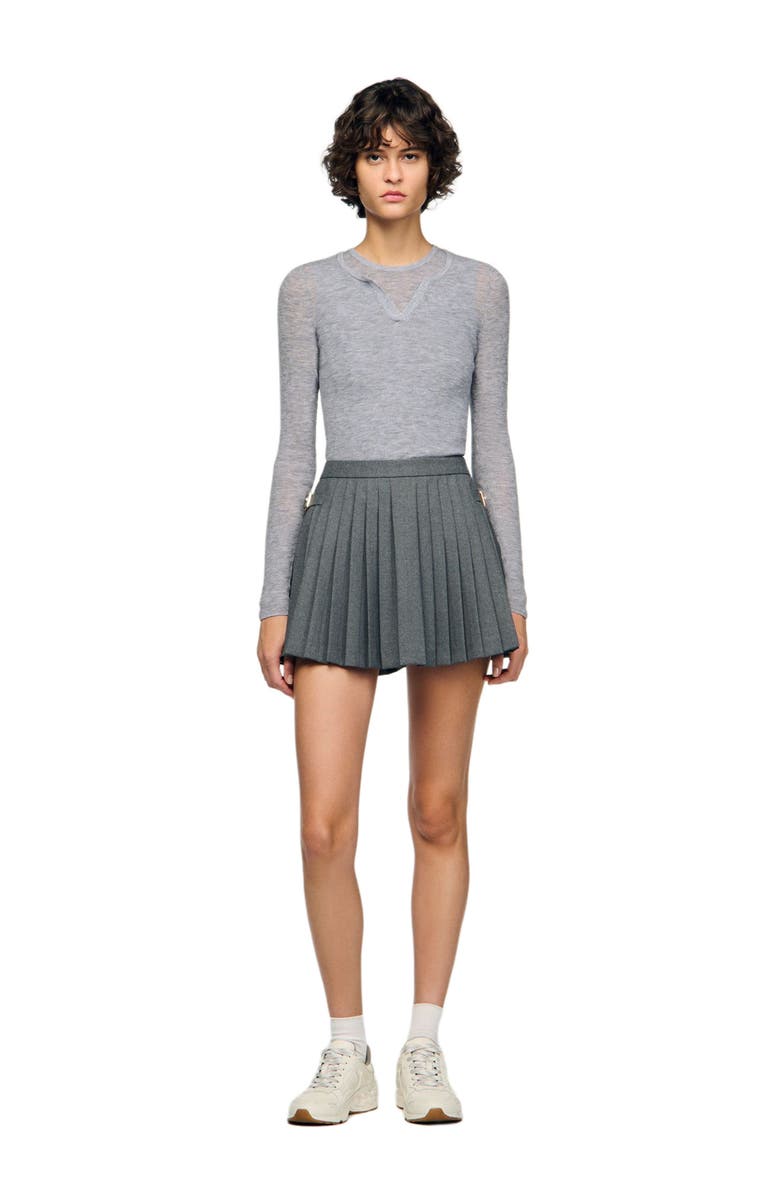 SANDRO Wool layered effect sweater, Main, color, Grey