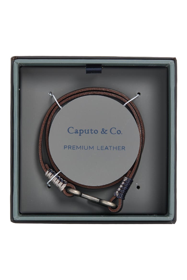 Men's Utility Hook Leather Bracelet, Main, color, DARK GREY