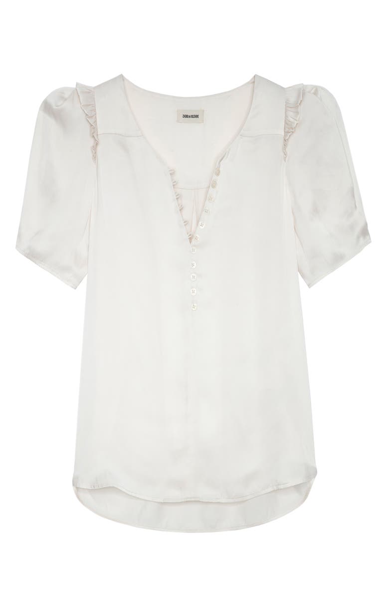 Zadig & Voltaire Twisty Satin Ruffle Top, Alternate, color, 