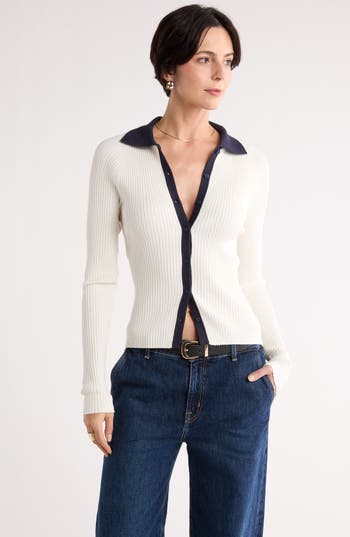 Nordstrom Rack Raglan Polo Cardigan In Multi