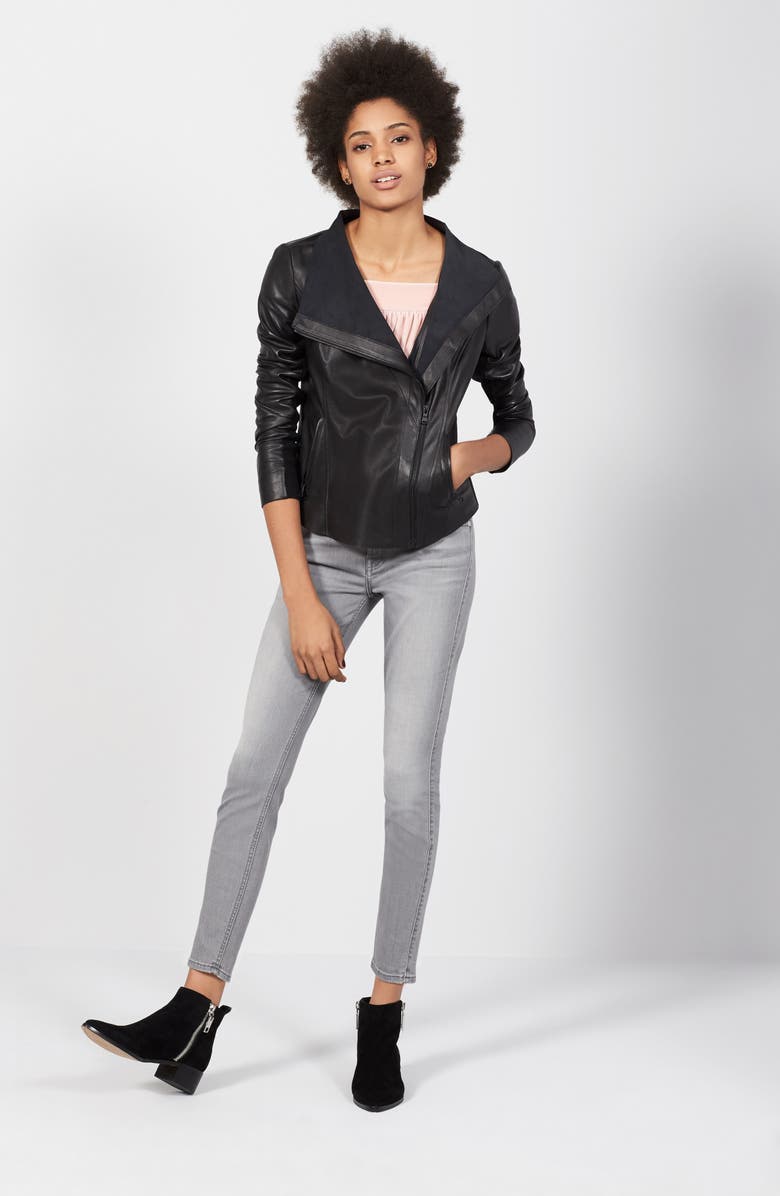 Trouvé Raw Edge Leather Jacket, Alternate, color, 