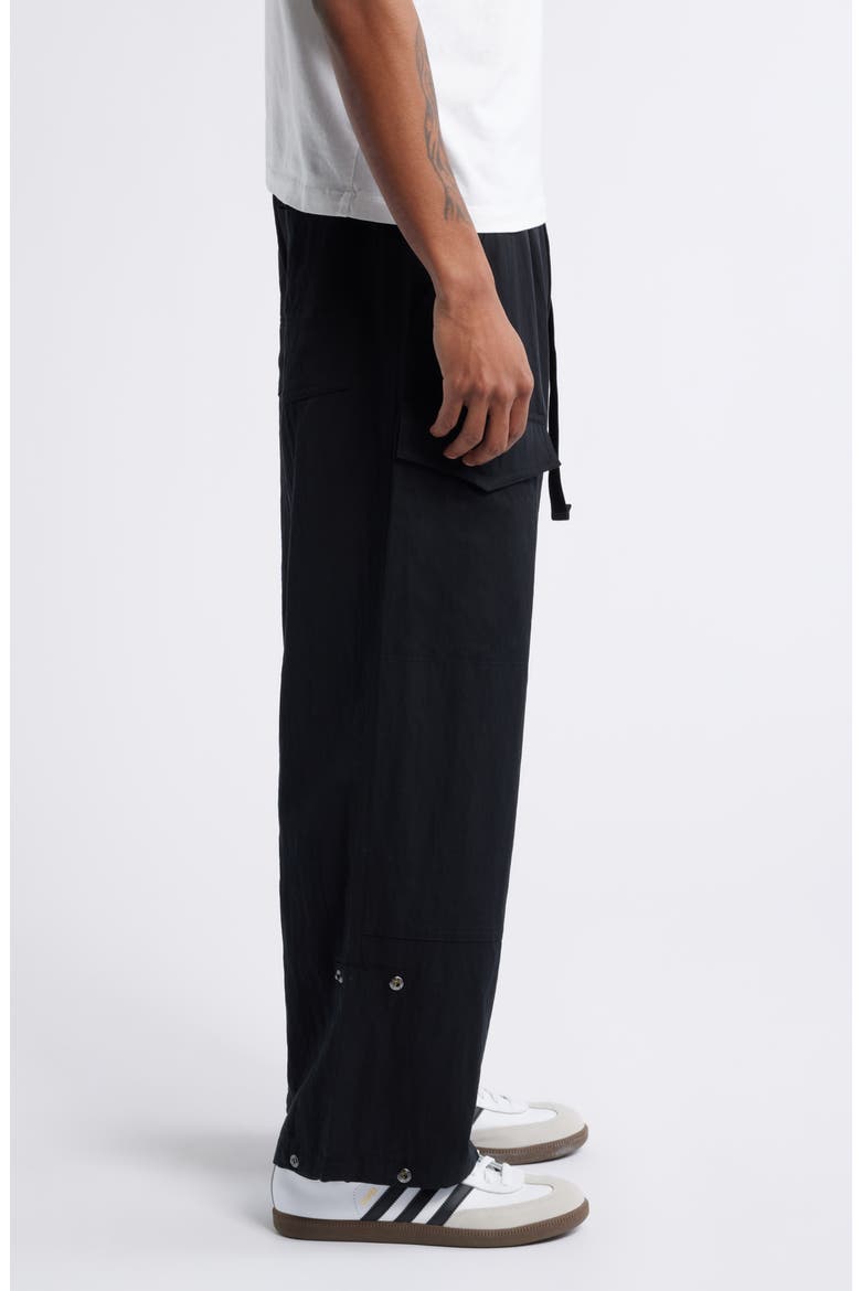 Belted Washed Twill Pants, Alternate, color, BLACK