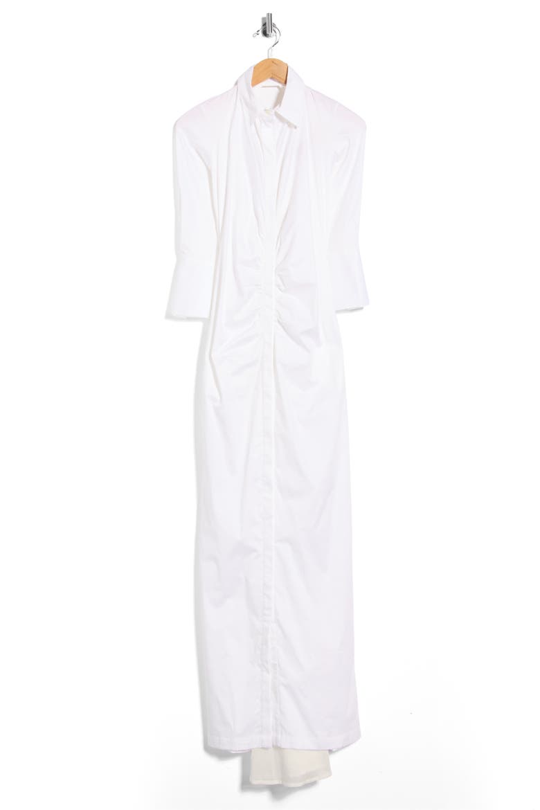 Cannes Ruched Maxi Shirtdress, Main, color, WHITE
