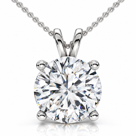 3ct Round Solitaire Diamond Pendant 14k Gold Necklace Lab Grown 18"