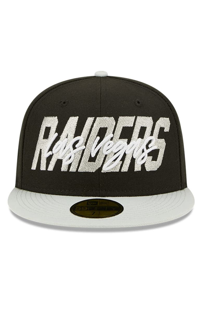 New Era Men's New Era Black/Gray Las Vegas Raiders 2022 NFL Draft On Stage 59FIFTY Fitted Hat, Alternate, color, 