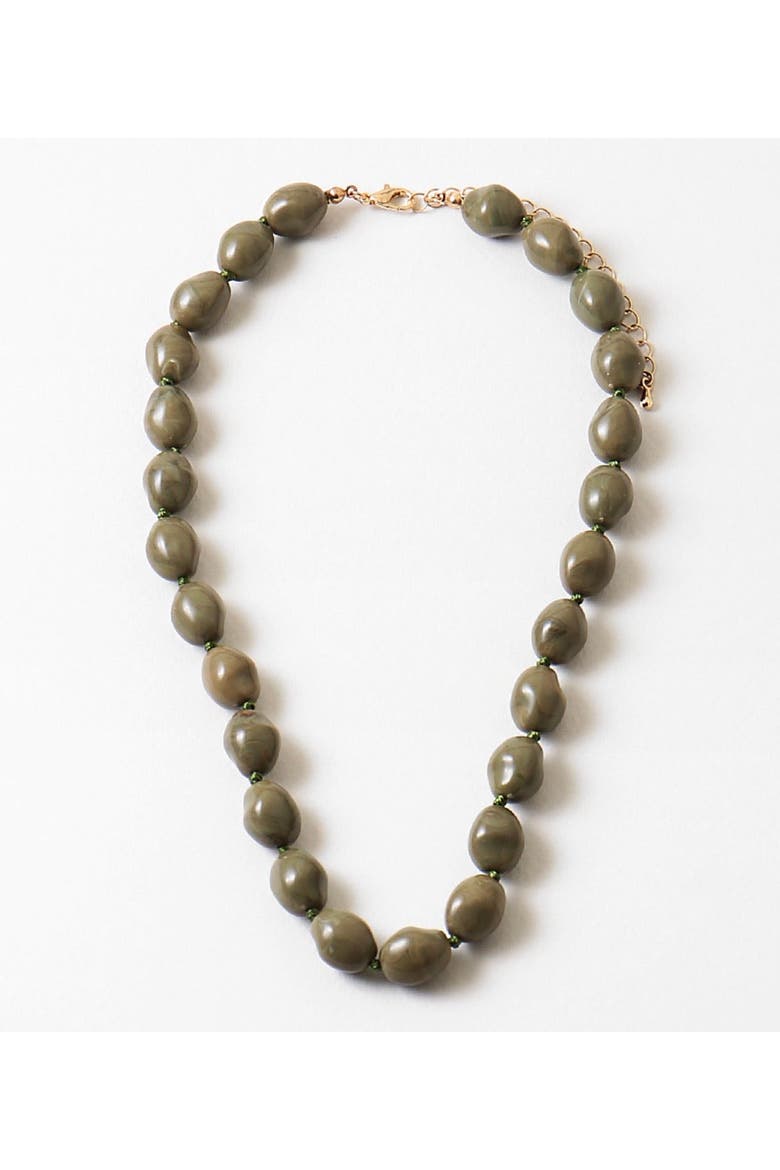Olive Green Grove Heirloom Beaded Necklace, Main, color, Green