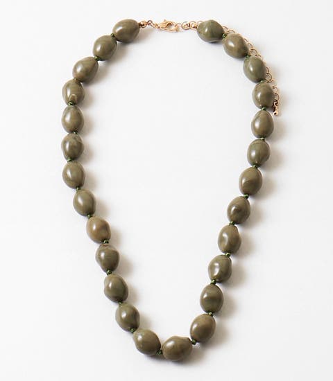 Olive Green Grove Heirloom Beaded Necklace