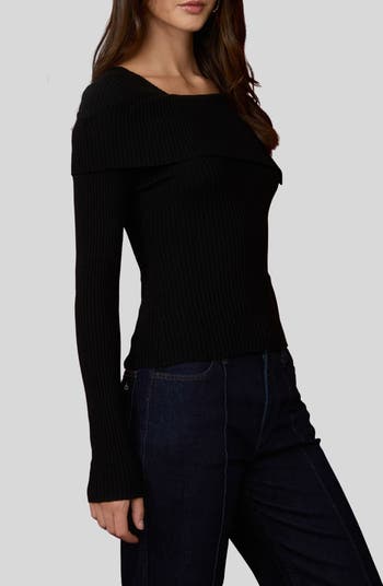 Asymmetric Long Sleeve Ribbed Sweater