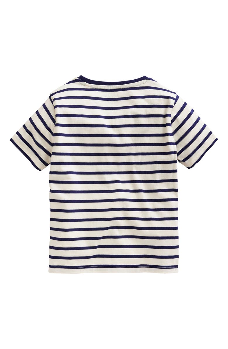 Mini Boden Kids' Stripe Giraffe Appliqué Cotton T-Shirt, Alternate, color, 