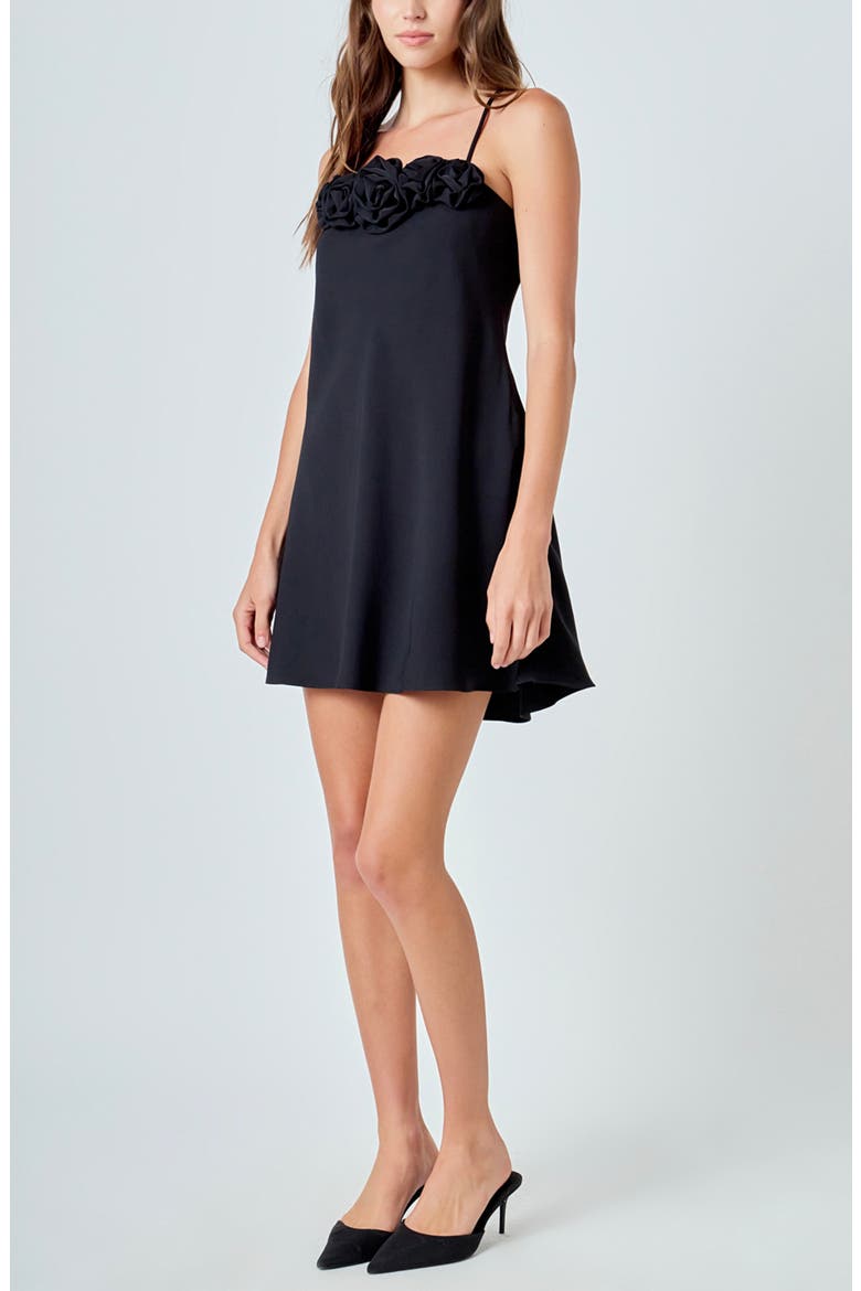 Rosette Minidress, Alternate, color, BLACK