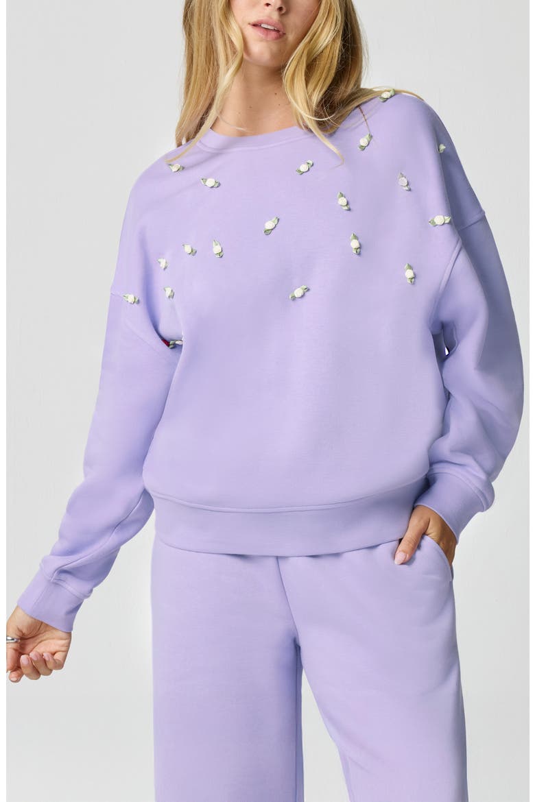 Rosette Oversize Pullover, Main, color, MILLIE LAVENDER