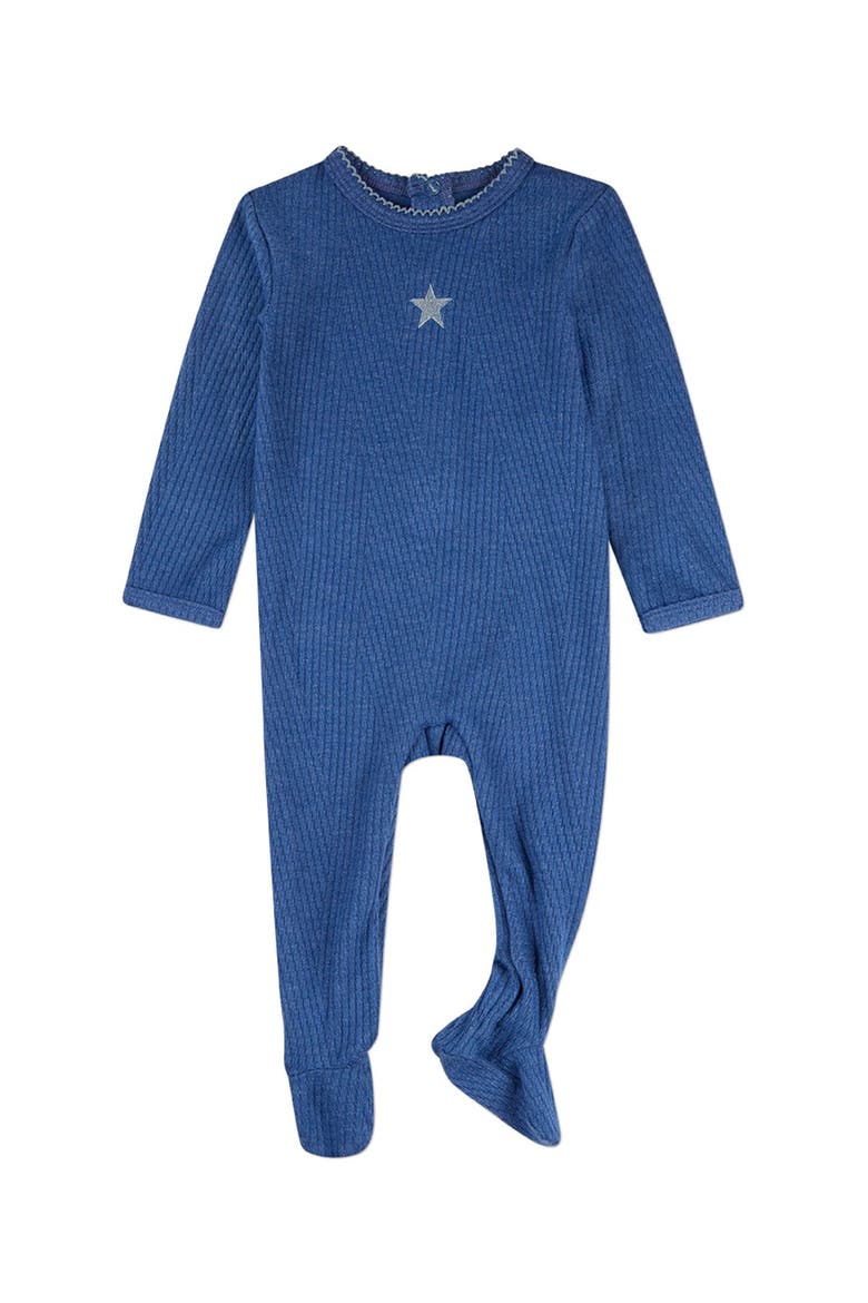 Baby Picot-Trim Textured Footie, Main, color, Navy