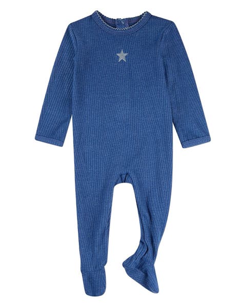 Baby Picot-Trim Textured Footie