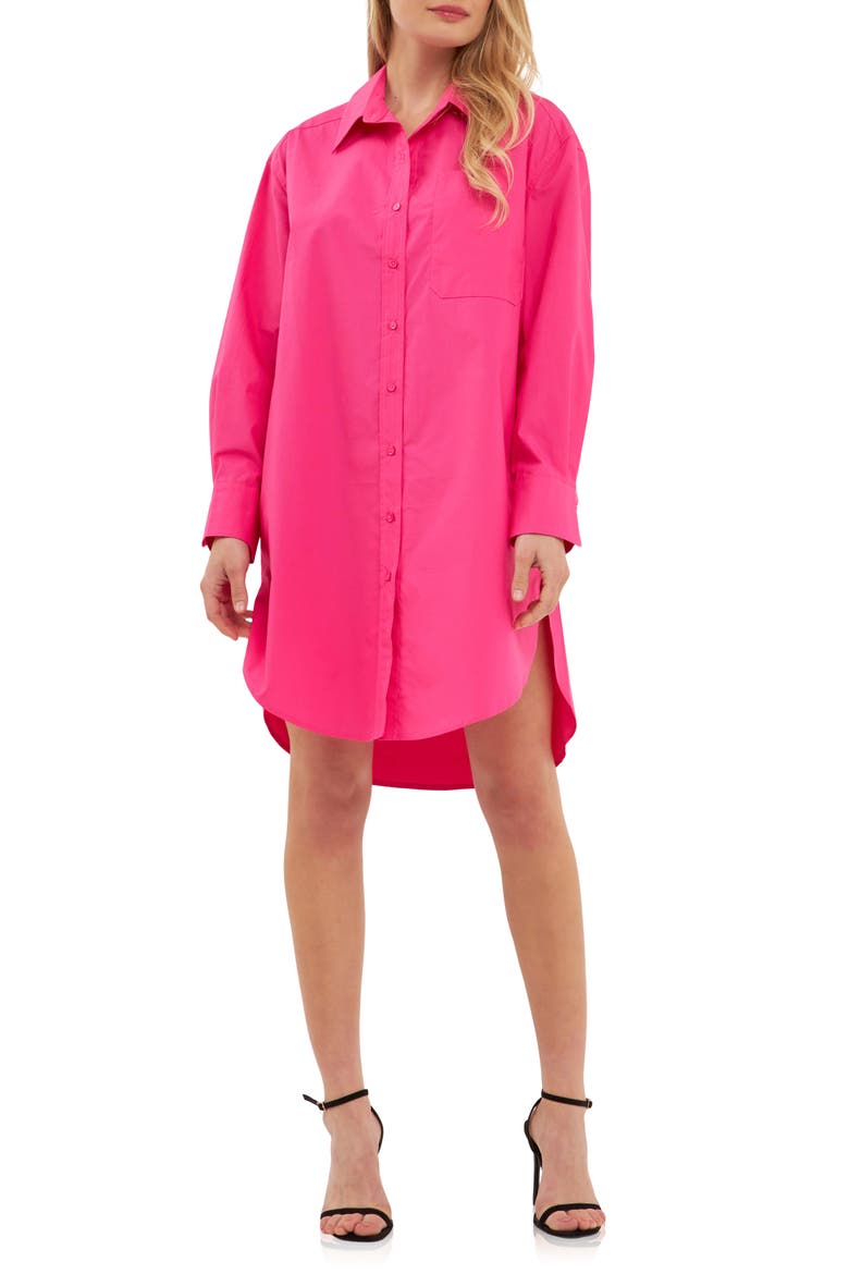 Classic Collar Shirtdress, Alternate, color, FUCHSIA