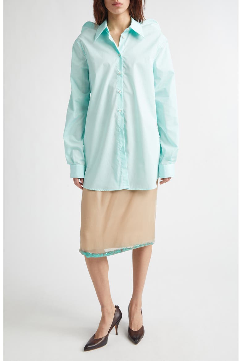Lifted Shoulders Button-Up Shirt, Alternate, color, MINT