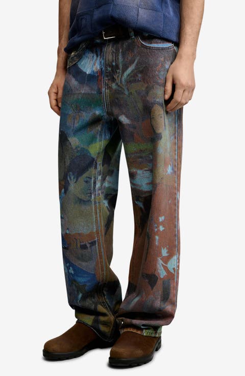 Graphic Straight Leg Jeans