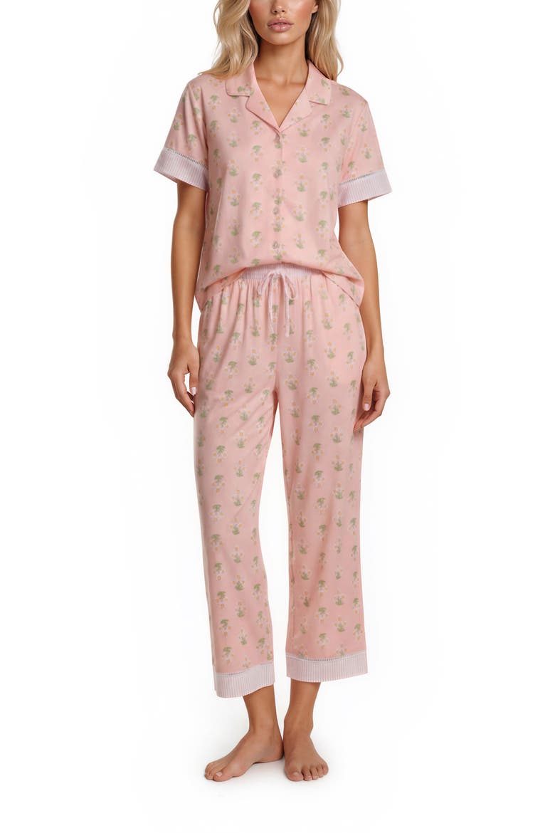 Short Sleeve Notch Collar Pajamas, Main, color, PINK