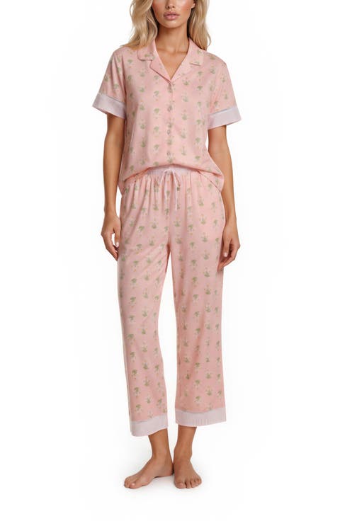 Short Sleeve Notch Collar Pajamas