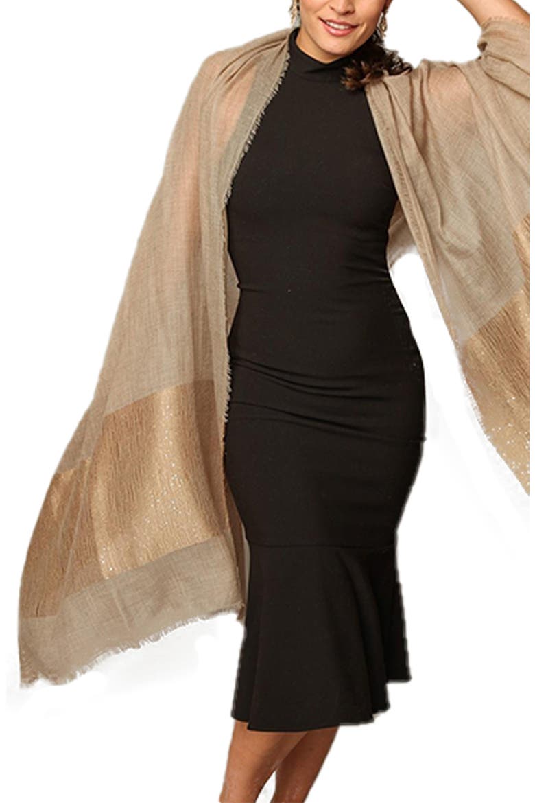 Sequin Cashmere Scarf, Main, color, TAUPE