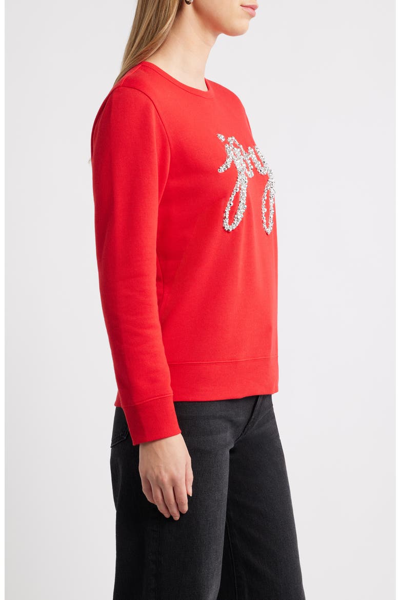 Joy Embellished Crewneck Sweatshirt, Alternate, color, RED- SILVER JOY