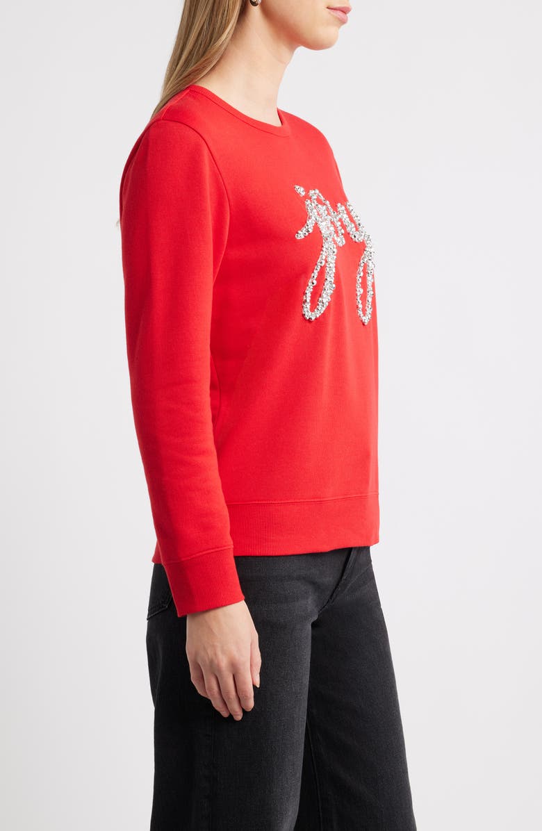 Caslon<sup>®</sup> Joy Embellished Crewneck Sweatshirt, Alternate, color, Red- Silver Joy