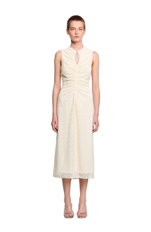 Sandro Lace Keyhole Maxi Dress In Neutral